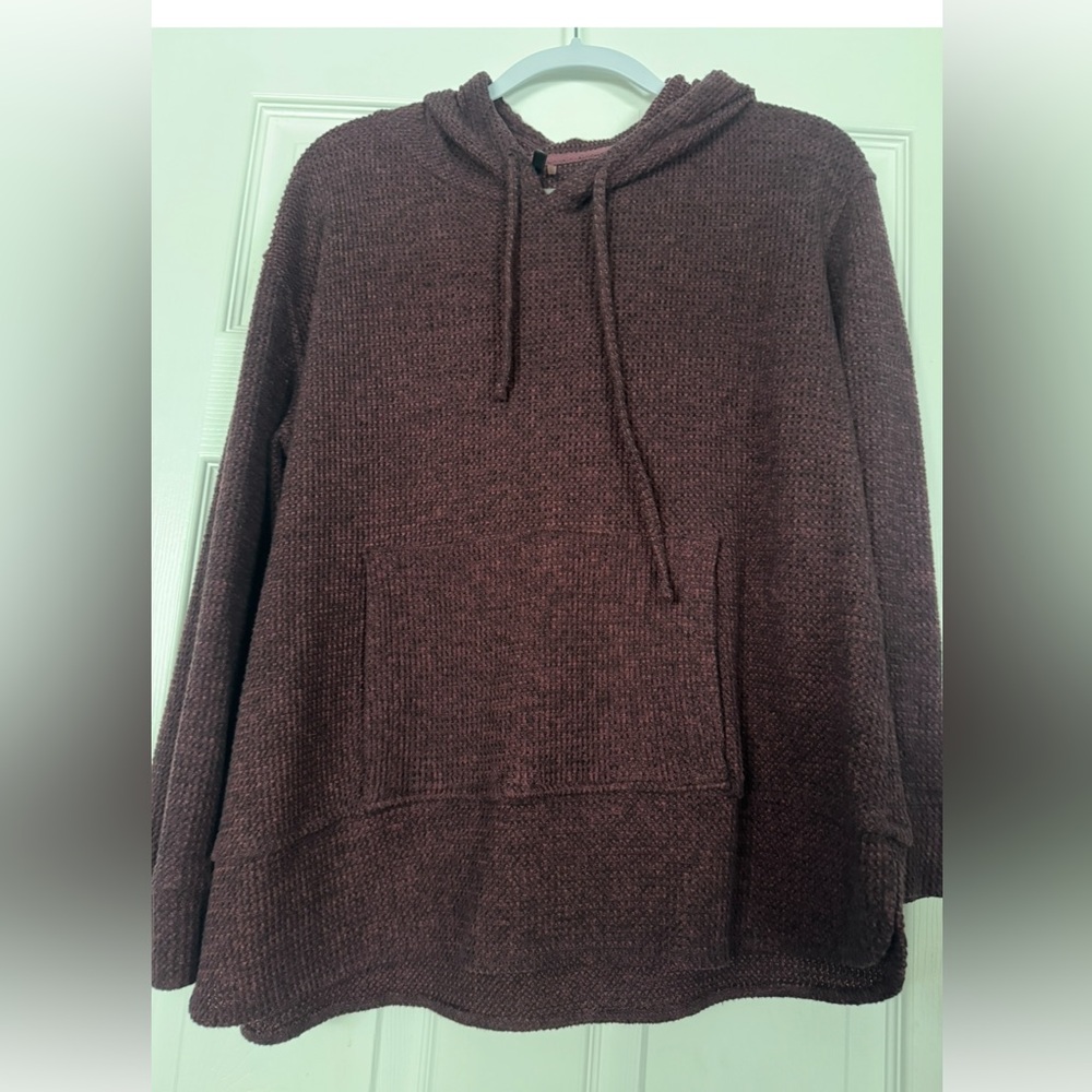 Women's Burgundy Waffle Knit Hoodie